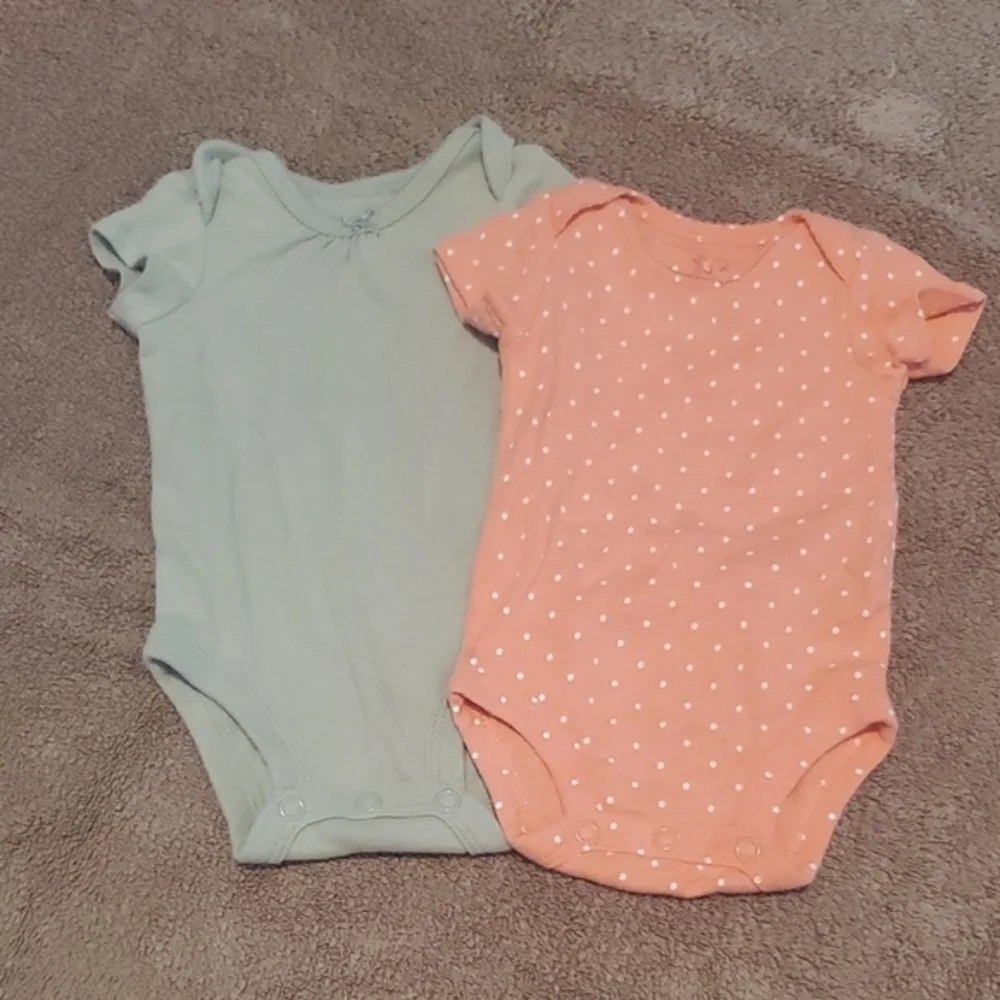 Carter's Vibrant Orange and Green Bodysuits Soft Cotton One Pieces